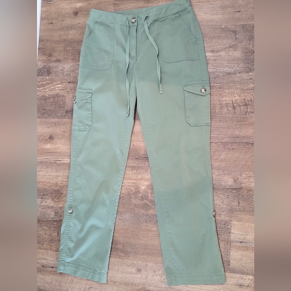 LL Bean Women’s Favorite Fit Carpenter Pants W/button Rollup Leg Sz 10